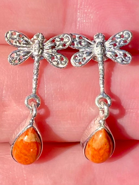 Dragonfly Coral Studded Earrings - Morganna’s Treasures 