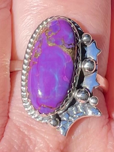 Purple Copper Turquoise Ring Size 9