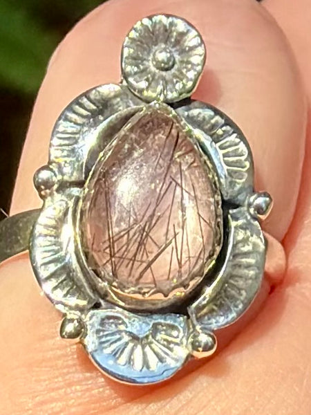 Tourmalinated Quartz Ring Size 8