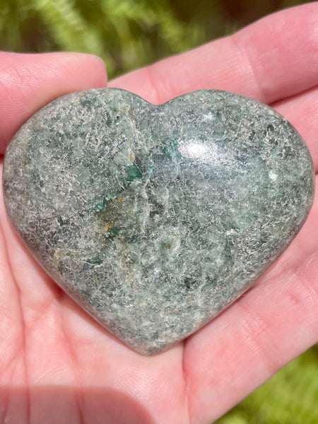 Beautiful Serpentine with Mica Heart Palm Stones - Morganna’s Treasures 