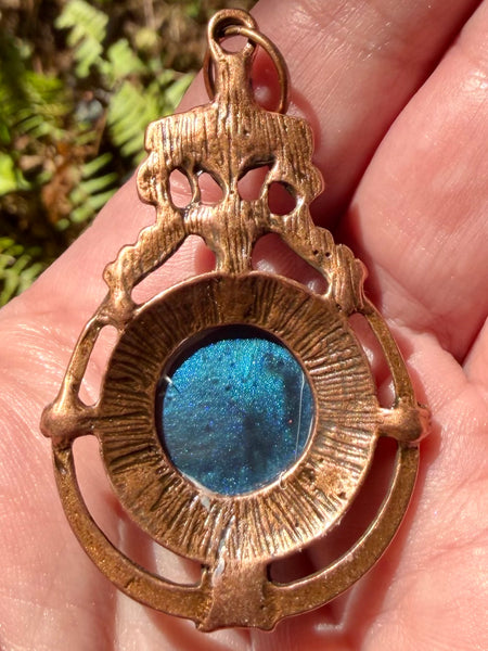 Azurite, Aquamarine, Selenite, Moonstone and Aluminum Orgonite Pendant - Morganna’s Treasures