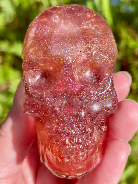 “Nymph” Large Garnet, Rose Quartz, Strawberry Quartz, Opalite, Clear Quartz & Copper Orgonite Skull (Copy) - Morganna’s Treasures