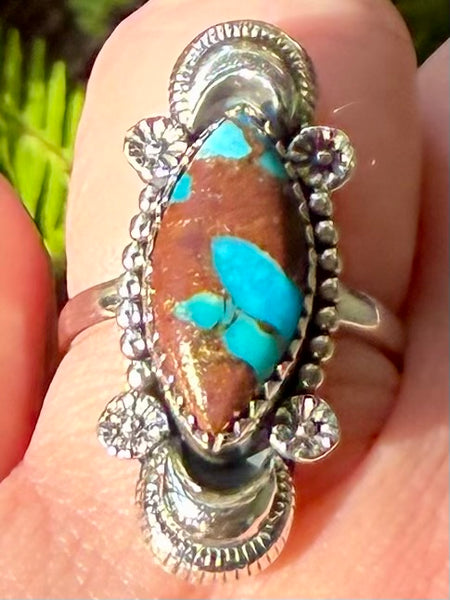 Turquoise in Matrix Ring Size 7.5 - Morganna’s Treasures