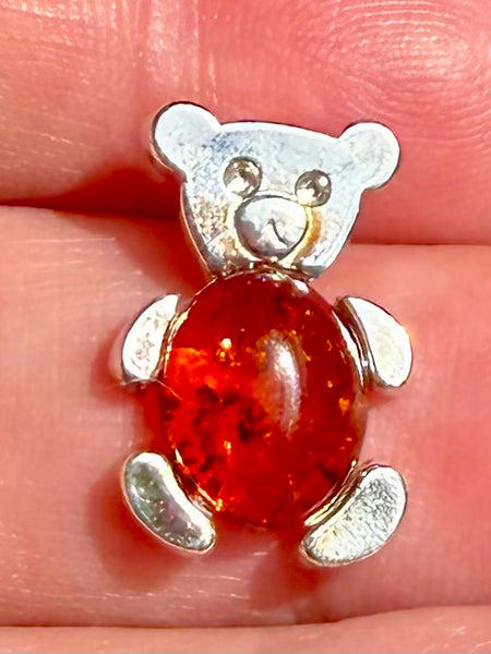 Baltic Amber Teddy Bear Pendant - Morganna’s Treasures
