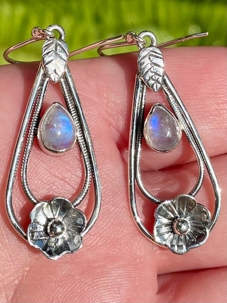 Flower Rainbow Moonstone Earrings - Morganna’s Treasures 