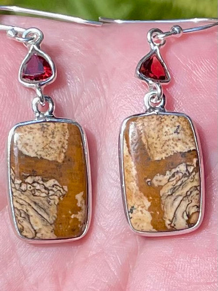 Picture Jasper and Garnet Earrings - Morganna’s Treasures 