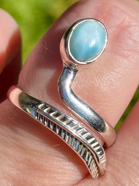 Larimar Feather Ring Size 8.5 - Morganna’s Treasures 