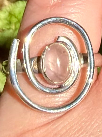 Rose Quartz Spiral Ring Size 7.5