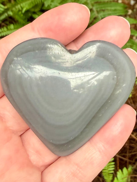 Gray Obsidian Heart Palm Stone