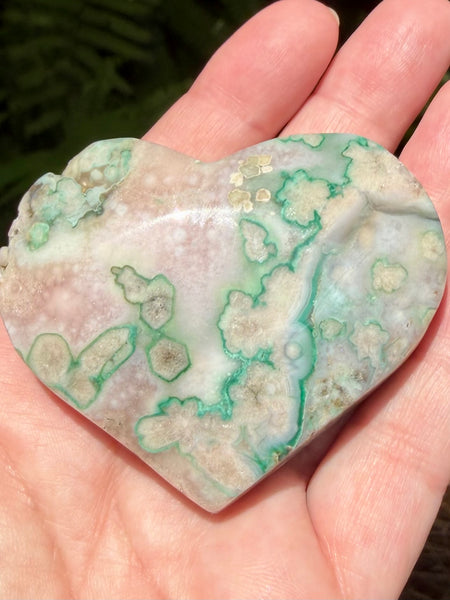 Green Opal Heart Palm Stone - Morganna’s Treasures