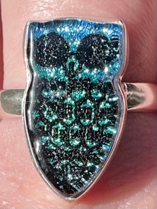 Green Dichroic Glass Owl Ring Size 9 - Morganna’s Treasures