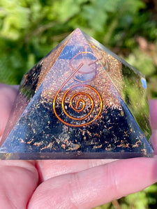 Small Black Tourmaline Orgonite Crystal Pyramid - Morganna’s Treasures