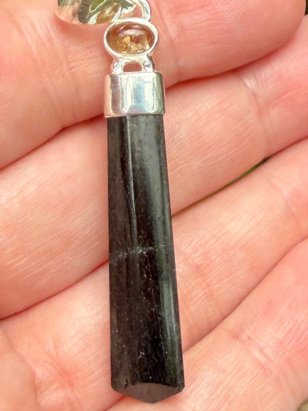 Black Tourmaline and Green Tourmaline Pendant - Morganna’s Treasures