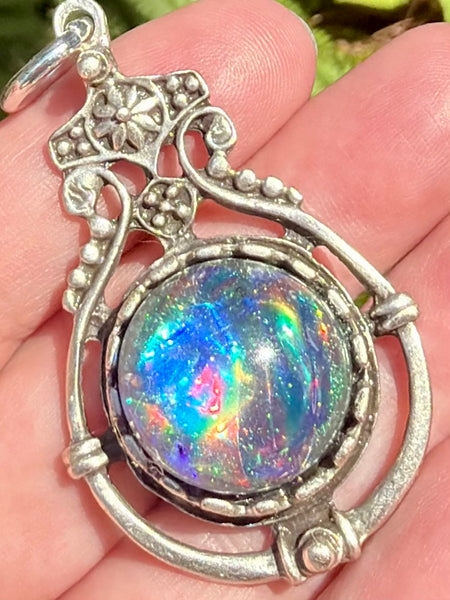 "Celestial" Blue Apatite, Peruvian Chrysocolla, Azurite, Jet, Moonstone, Selenite, Clear Quartz and Aluminum Orgonite Pendant - Morganna’s Treasures