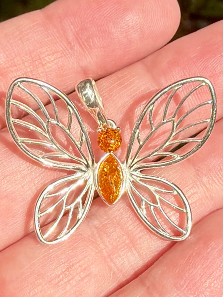 Baltic Amber Butterfly Pendant