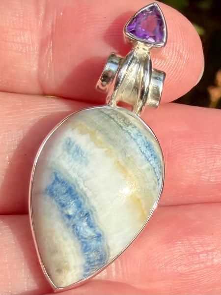 Blue Scheelite and Amethyst Pendant - Morganna’s Treasures