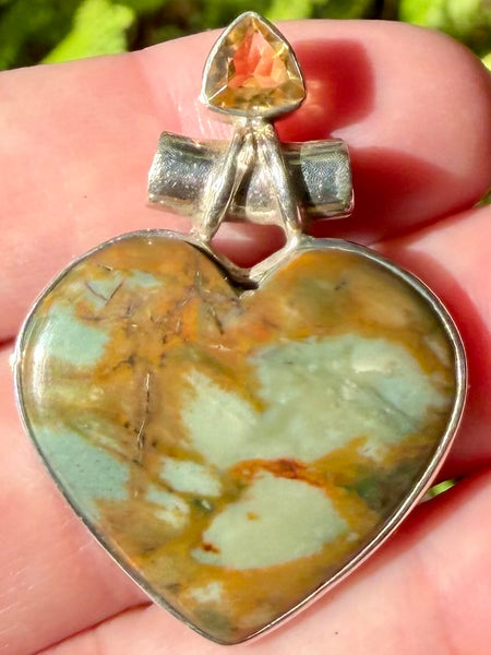 Rocky Butte Picture Jasper and Citrine Heart Pendant - Morganna’s Treasures