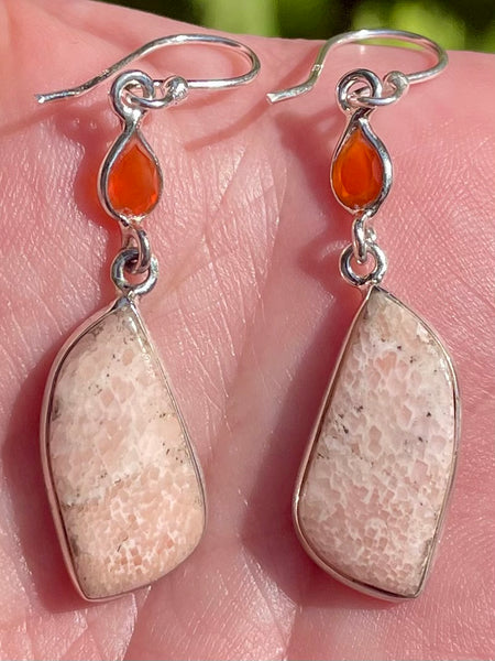 Orange Scolecite and Carnelian Earrings - Morganna’s Treasures 