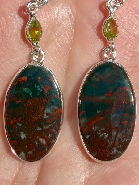 Bloodstone and Peridot Earrings - Morganna’s Treasures