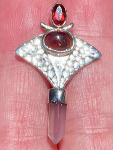 Rose Quartz and Garnet Point  Pendant - Morganna’s Treasures 