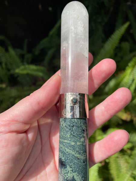 Kambaba Jasper and Clear Quartz Eye of Ra Crystal Massage Wand - Morganna’s Treasures