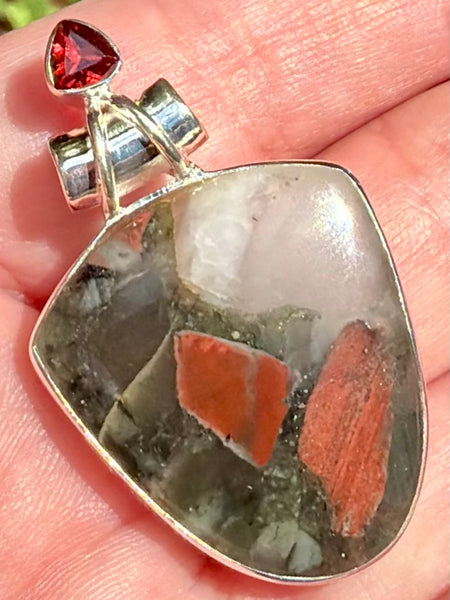 African Bloodstone and Garnet Pendant