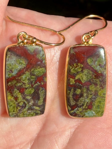 18K Gold Plated Dragon Bloodstone Earrings