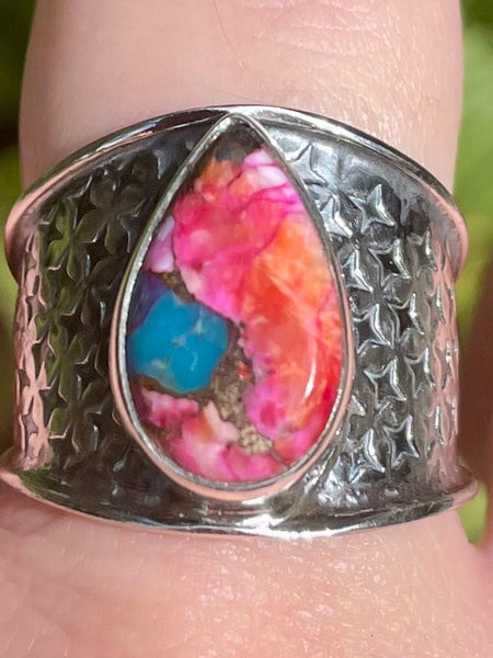 Kingman Pink Dahlia Turquoise Ring Size 9.5 - Morganna’s Treasures 