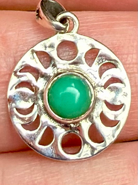 Chrysoprase Phases of the Moon Pendant