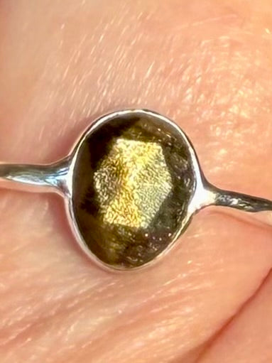 Faceted Gold Sheen Obsidian Ring Size 8 - Morganna’s Treasures