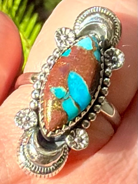 Turquoise in Matrix Ring Size 7.5 - Morganna’s Treasures