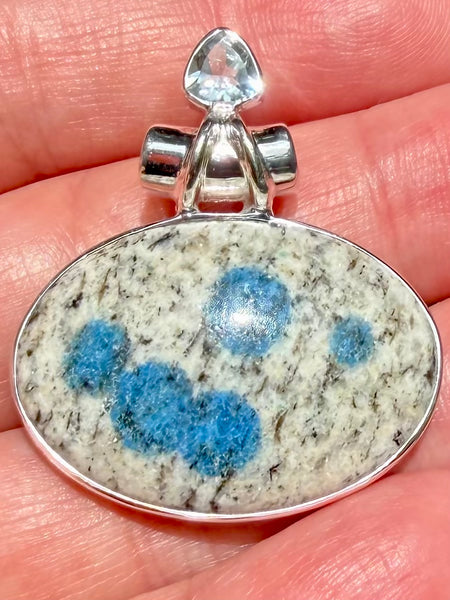 K2 Blue Azurite and Blue Topaz Pendant