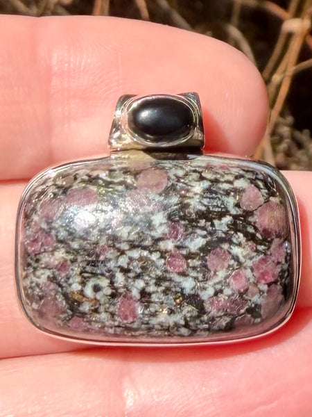 Russian Eudialyte and Black Onyx Pendant - Morganna’s Treasures