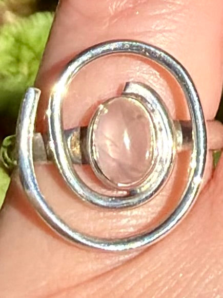 Rose Quartz Spiral Ring Size 7.5