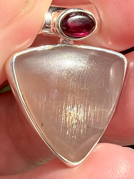 Black Sunstone and Garnet Pendant - Morganna’s Treasures