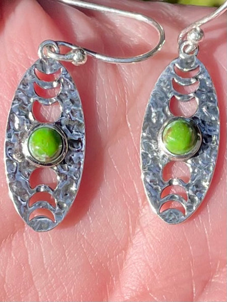 Green Mohave Turquoise Moon Phase Earrings - Morganna’s Treasures