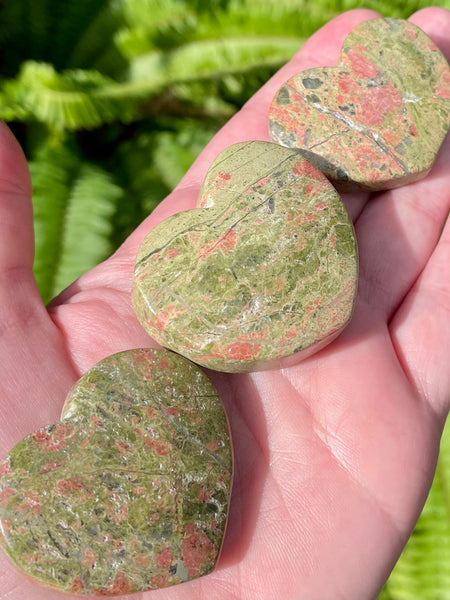 Medium Unakite Heart Palm Stone - Morganna’s Treasures 