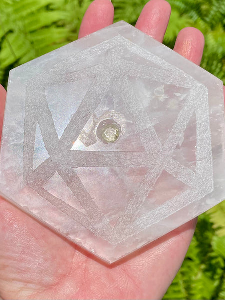 Clear Quartz and Citrine Sacred Geometry Charging Plate - Morganna’s Treasures