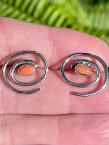 Peach Moonstone Spiral Studded Earrings - Morganna’s Treasures 