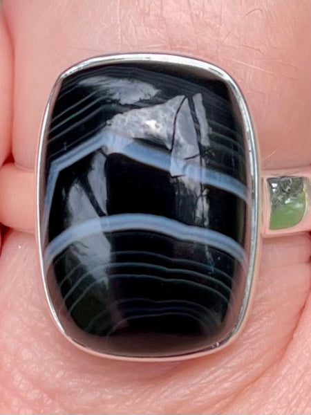 Black Botswana Agate Ring Size 7 - Morganna’s Treasures 