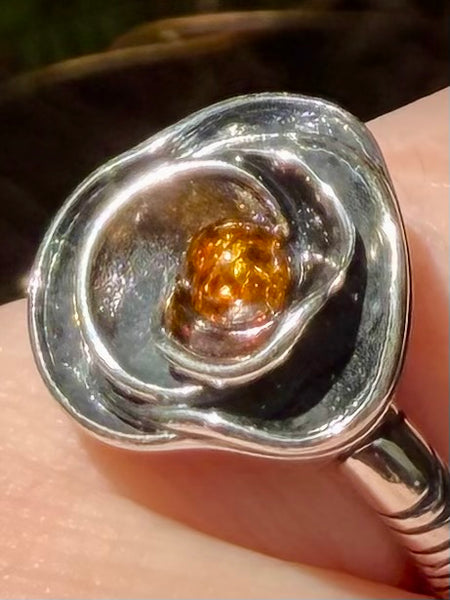 Baltic Amber Rose Ring Size 5.5