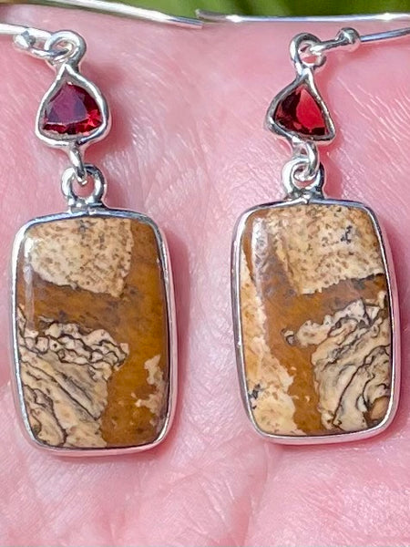 Picture Jasper and Garnet Earrings - Morganna’s Treasures 