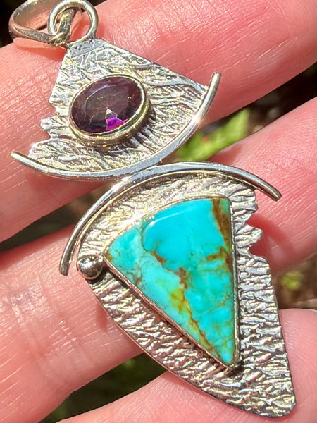 Blue Turquoise and Mystic Topaz Pendant