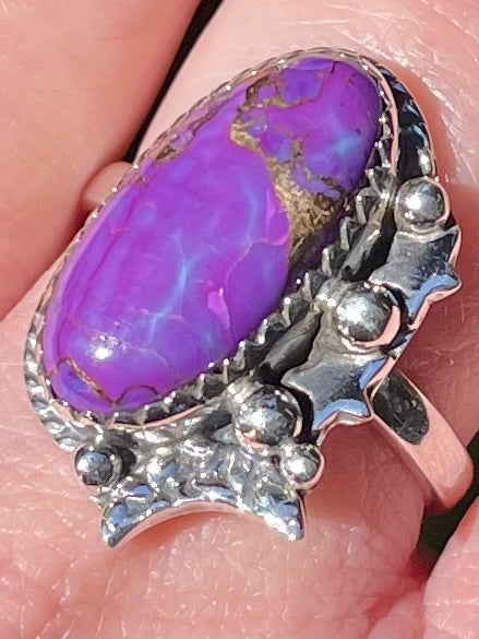 Purple Copper Turquoise Ring Size 9