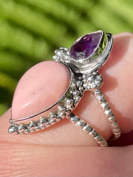 Australian Pink Opal and Purple Amethyst Ring Size 6 - Morganna’s Treasures 