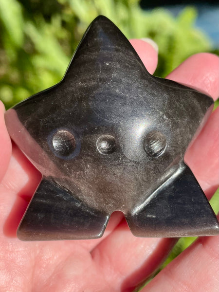 Silver Sheen Obsidian Starman Wish Buddy - Morganna’s Treasures