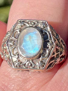 Beautiful Rainbow Moonstone Ring Size 8 - Morganna’s Treasures