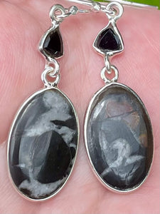 Septarian (Dragon’s Stone) and Black Onyx Earrings - Morganna’s Treasures 