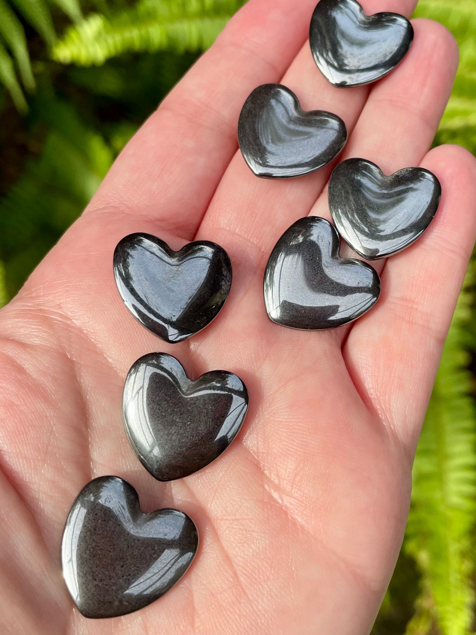 Small Hematite Heart Palm Stones - Morganna’s Treasures 