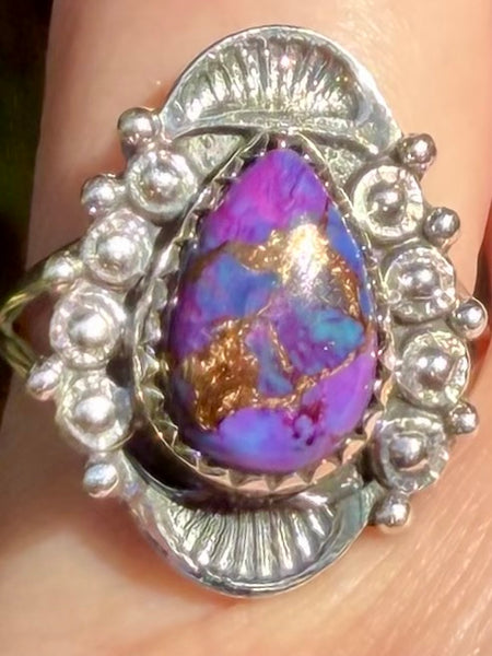 Purple Copper Turquoise Ring Size 7 - Morganna’s Treasures